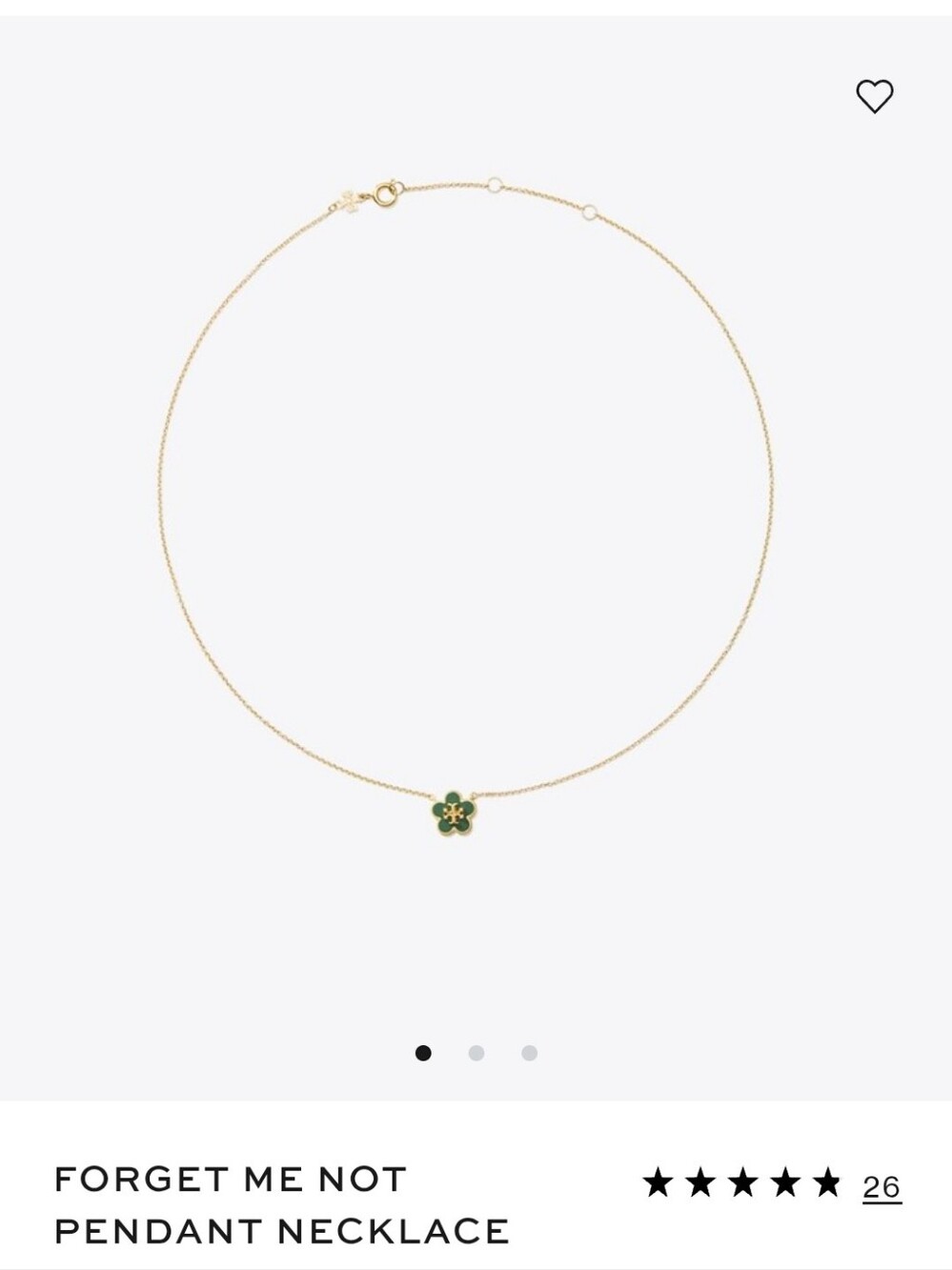 Tory Burch Green Enamel Flower Necklace - Gold Chain